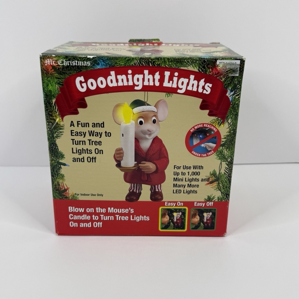 Mr. Christmas 2014 Goodnight Lights Mouse Easy Blow On And Off Candle Tree Light